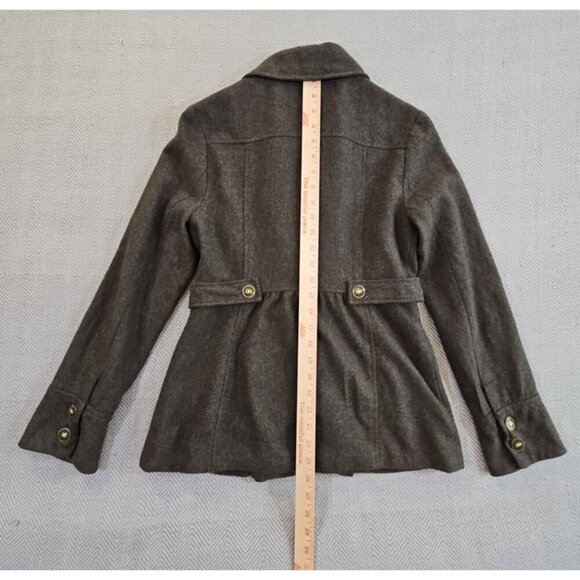 Anthropologie Tabitha Military Blazer Women 6 Green Wool Blend Ruffle NB095 EUC - Picture 10 of 14